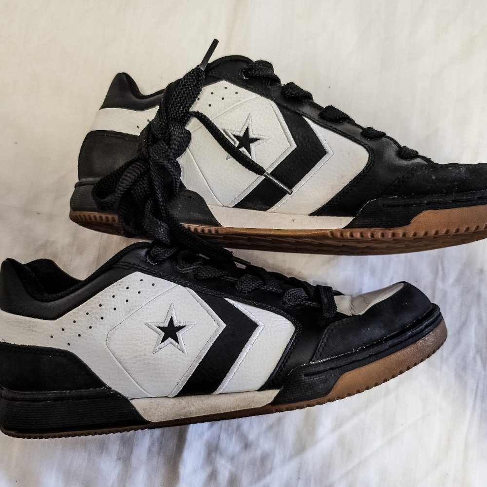 VERY RARE Converse Skateboarding Sneakers, Black & White Leather, US Men's 10 - Picture 3 of 7